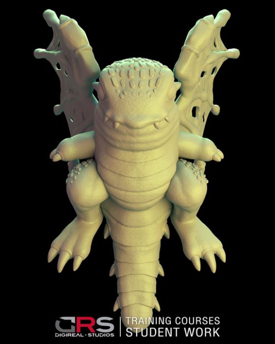 front view of a dragon 3d model created in zbrush in our 3d modeling, game design & 3d animation courses in Nicosia, Cyprus