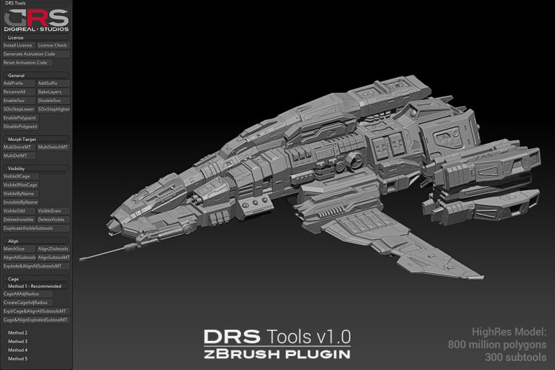 Sample image 7 of DRS Tools zBrush plugin for creating automatic cages for 3d models in 1 click